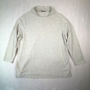 J. Jill Wearever Collection Women's 2X Beige Oatmeal Speckled Mock Neck Sweater